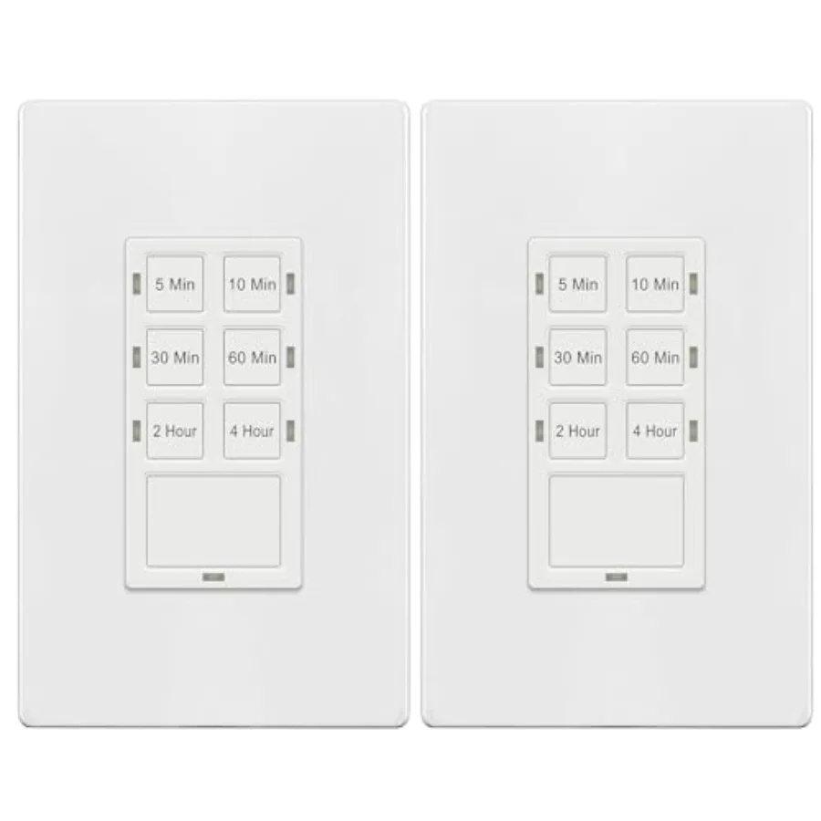 

No Neutral Wire Countdown Timer Switch 5-0--60 - for Bathroom Fans Heaters Lights LED Indicator 0VAC 800W UL Listed Screwless W