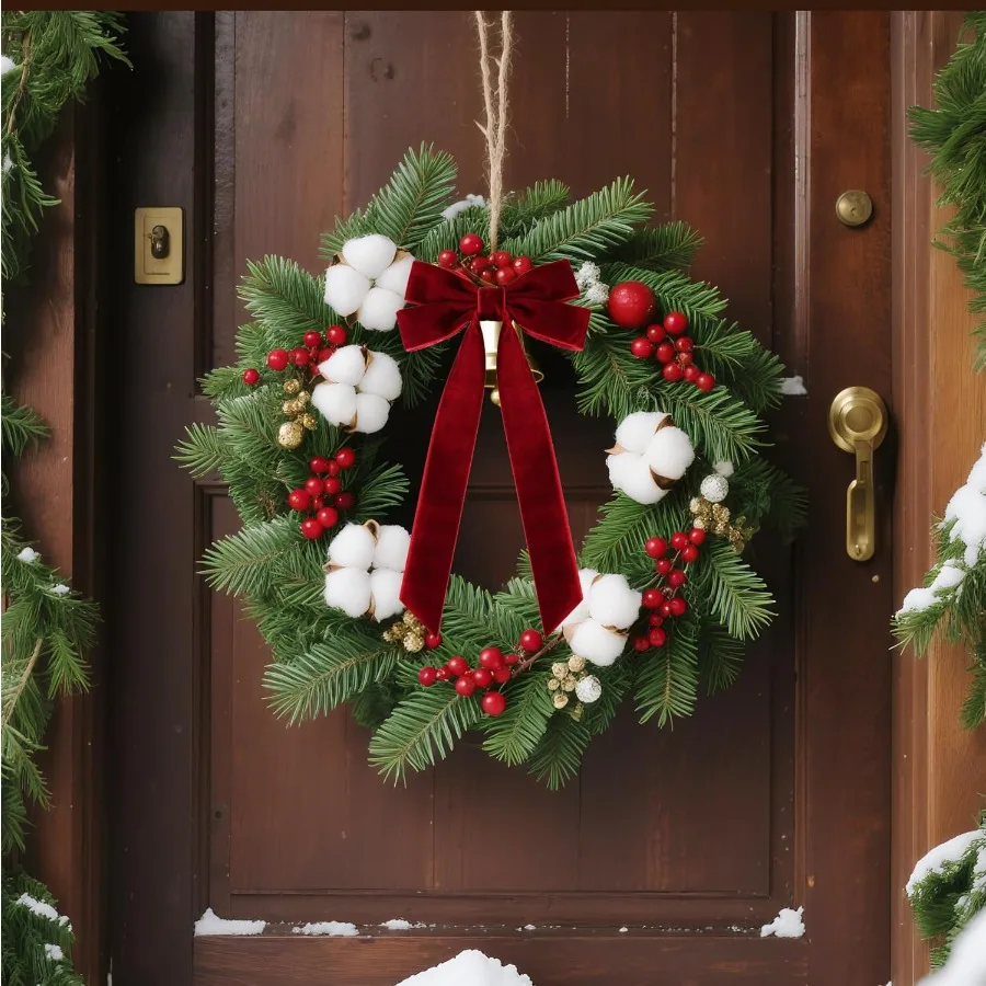 16 قطعة شريط مخملي الانحناء لشجرة عيد الميلاد الديكور خمر ريفي الحرفية الصغيرة الانحناء الحلي ل إكليل إكليل هدية التفاف #5