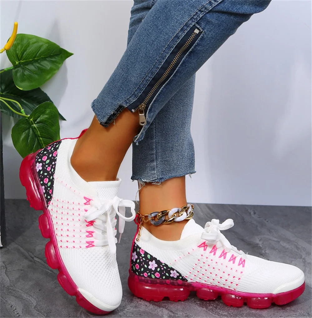 Sneakers Casual traspiranti in rete da donna scarpe vulcanizzate stringate scarpe da ginnastica con plateau da donna scarpe da donna Plus Size