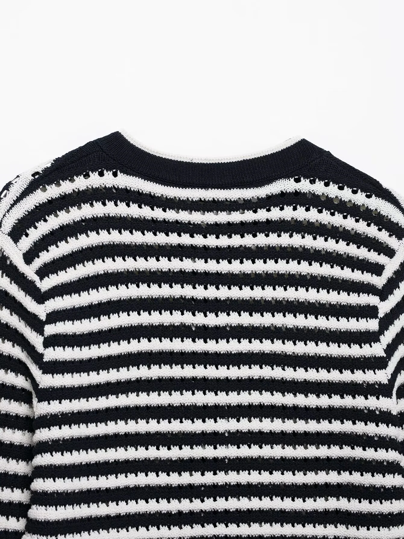 2025 봄/여름 여성 패션 달콤하고 매운 스타일 레이스 스트라이프 라운드 넥 긴 소매 니트 카디건 코트