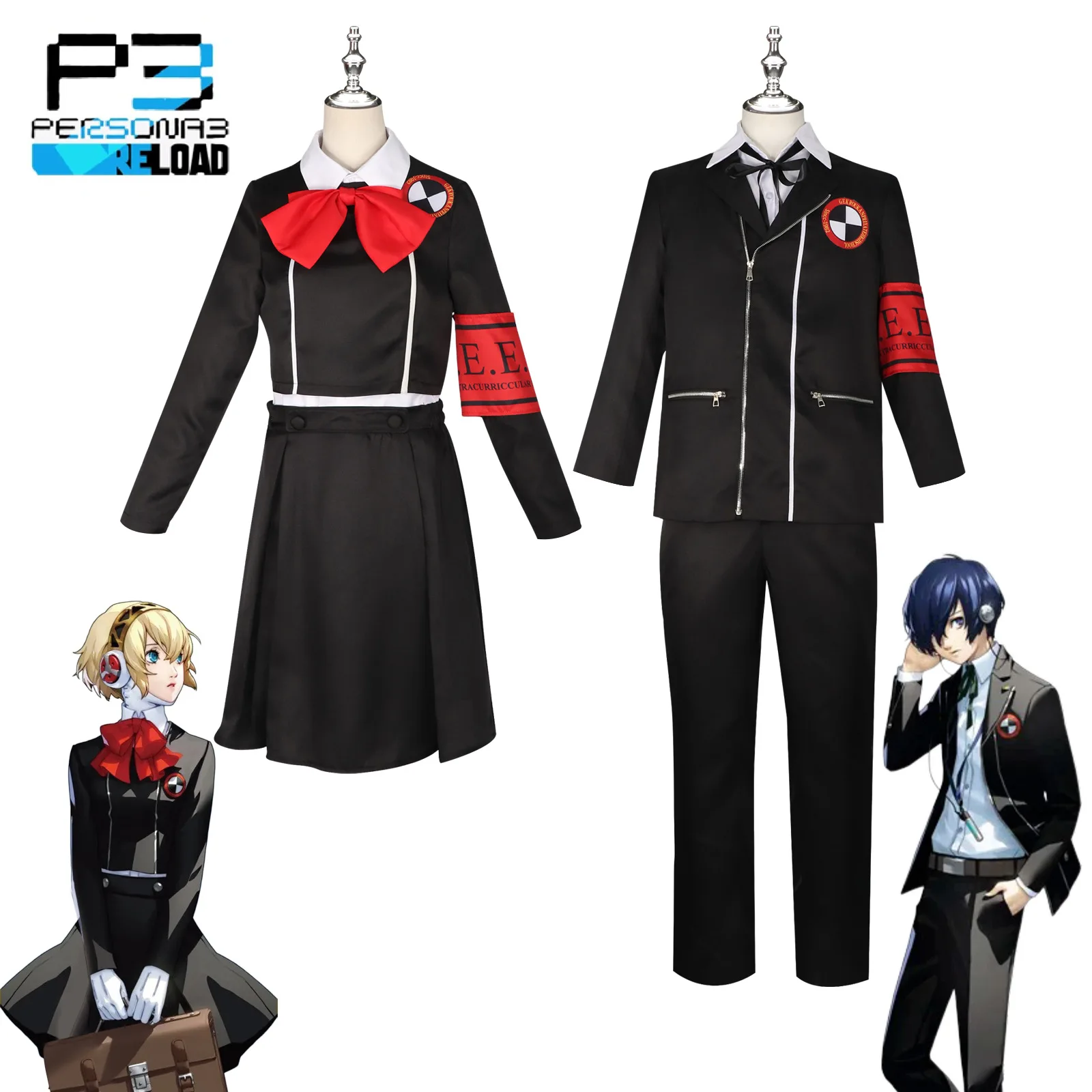 Disfraz de personaje principal de Persona 3 para mujer, uniforme escolar para niñas, peluca de heroína Aegis