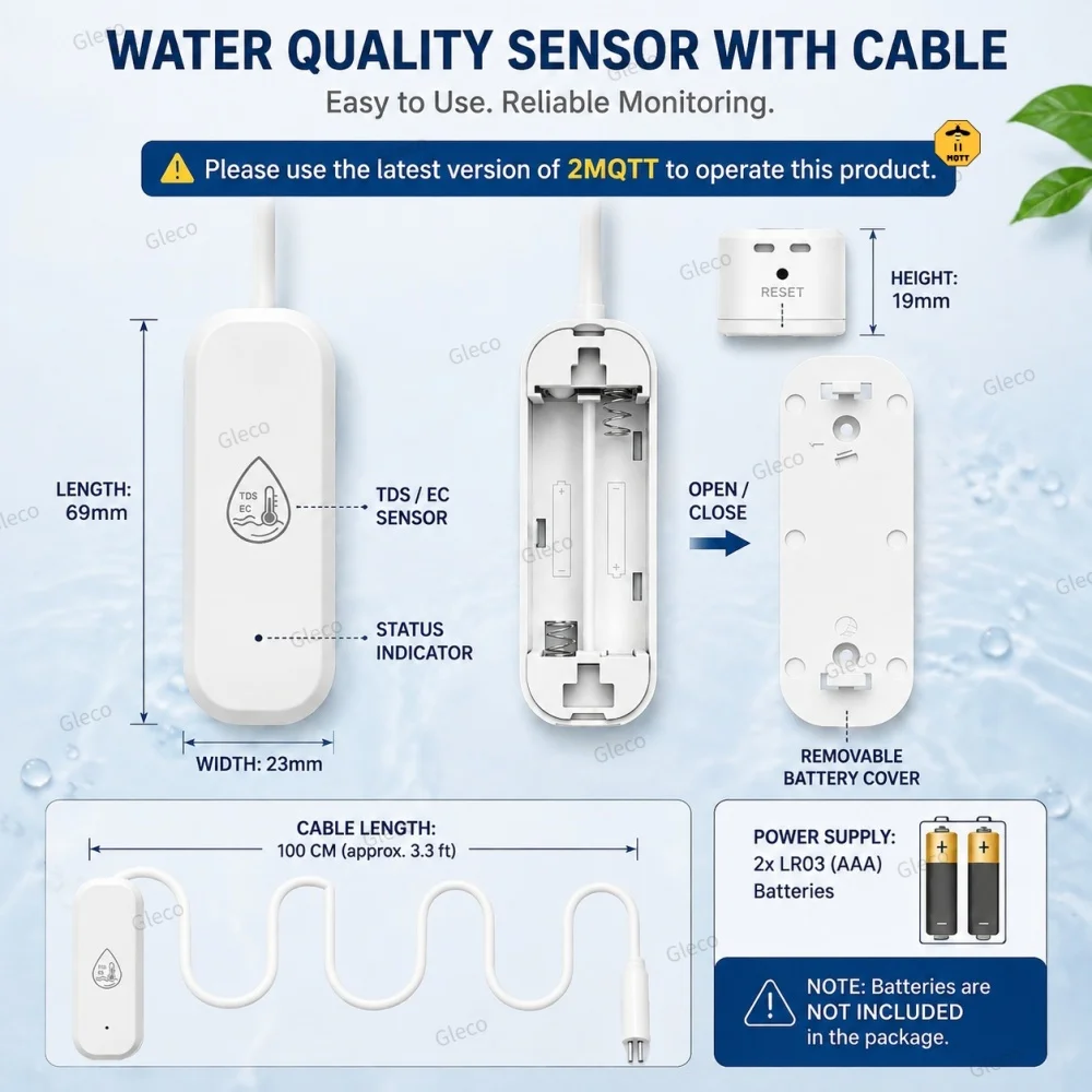 Zigbee 7-in-1 Wasserqualitätssensor TDS/EC/SG/Temp Salinitätsmessgerät Wasserqualitätsmonitor MQTT für Aquarien und Trinkwassertests – Detail 15
