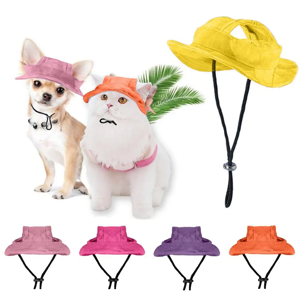 Small Dog Hats Cowboy Hat With Ear Holes Tiny Kitten Cap Headwear Party Pet Hat Dog Puppy Birthday Costume Chihuahu E1q9