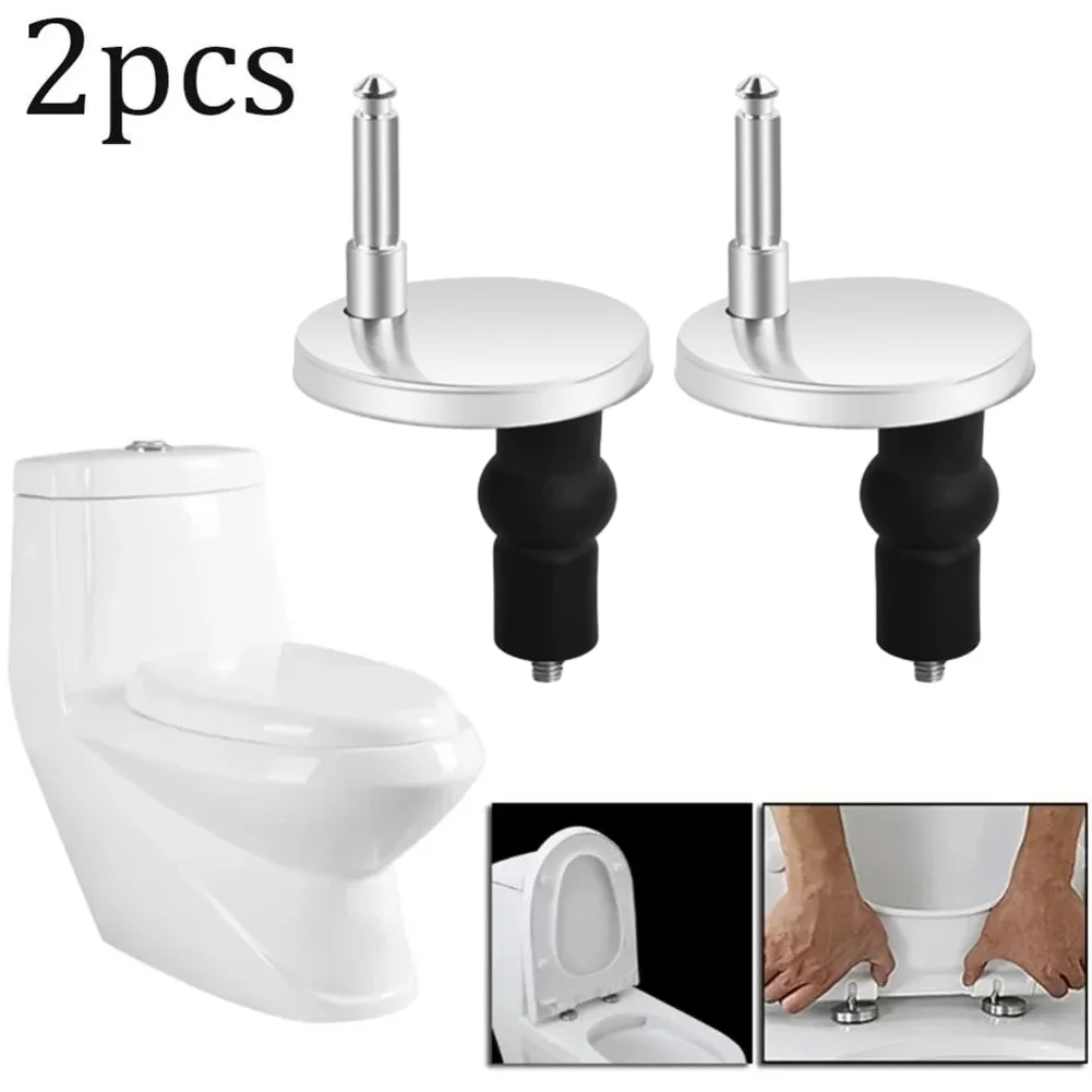 Toilet Cover Hinge Kit Mounted Accessories Steel + Rubber Easy Installation Replacement 2 Pcs 47mm/55mm Practical