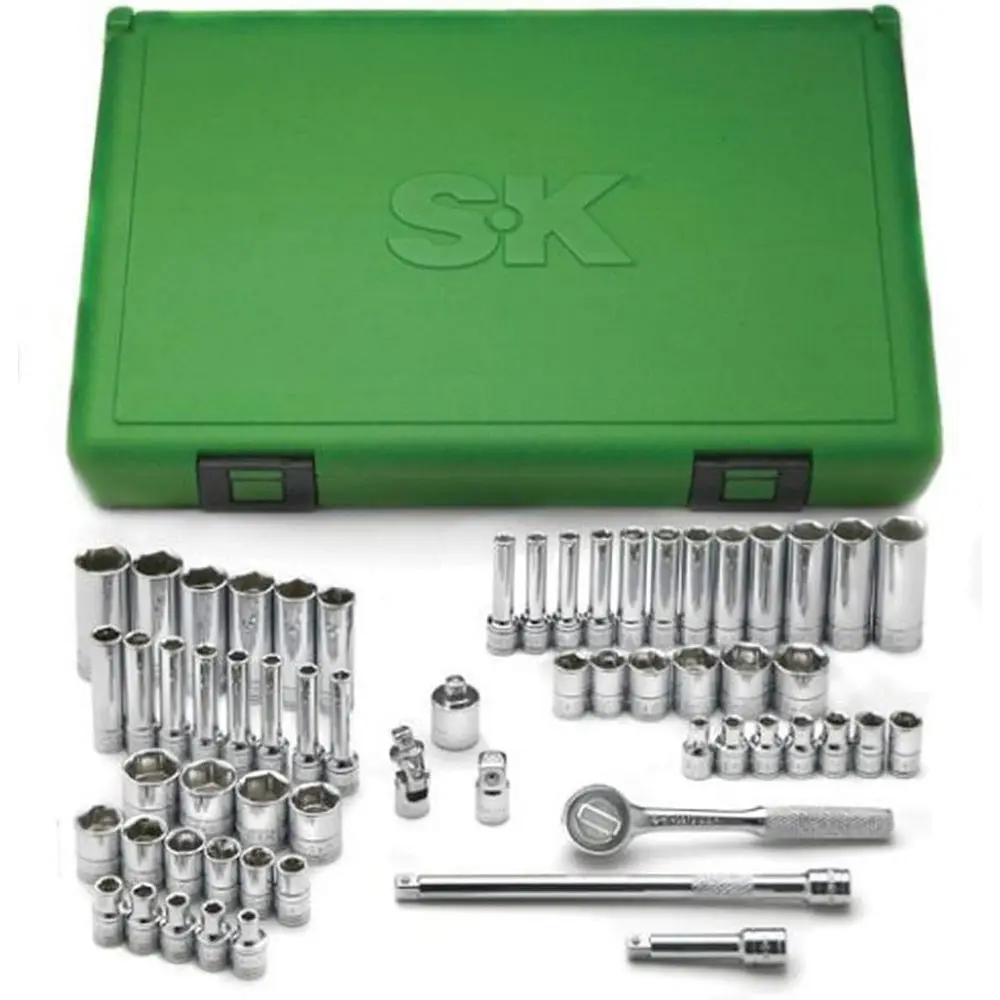 

60 Piece 1/4 Drive 6 Point Stand & Deep SAE & Metric Socket Set, 1/8 to 5/8, 4mm to 16mm
