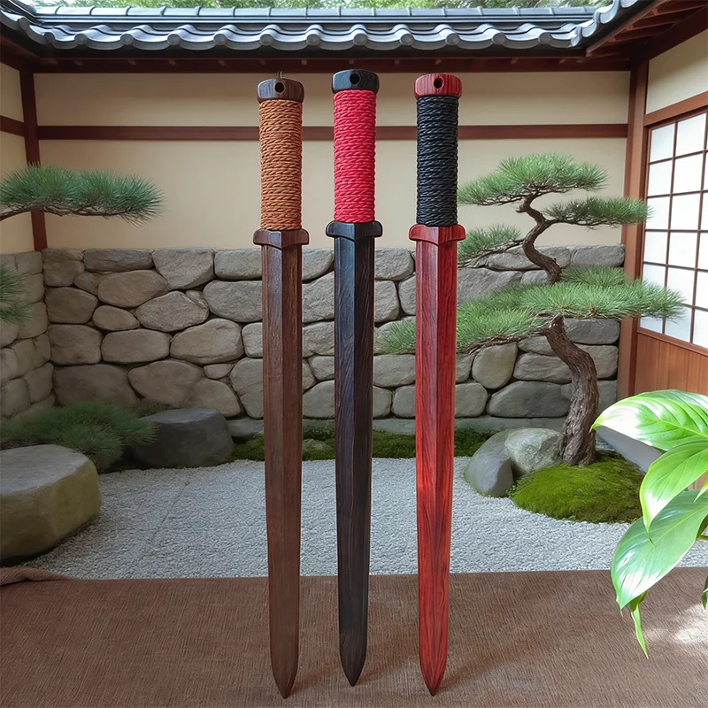Chinese Sword Short Sword Length 50cm Full-Length Solid Wood Sword Made of Purple Sandalwood Material Solid Hardwood Martial Arts Prop - view 2