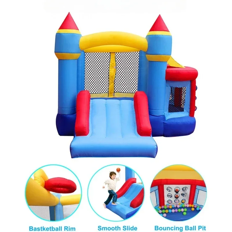 Inflatable Bounce House, Bouncy for Outdoor,  Kids with Jumping Ball Pit & Bask