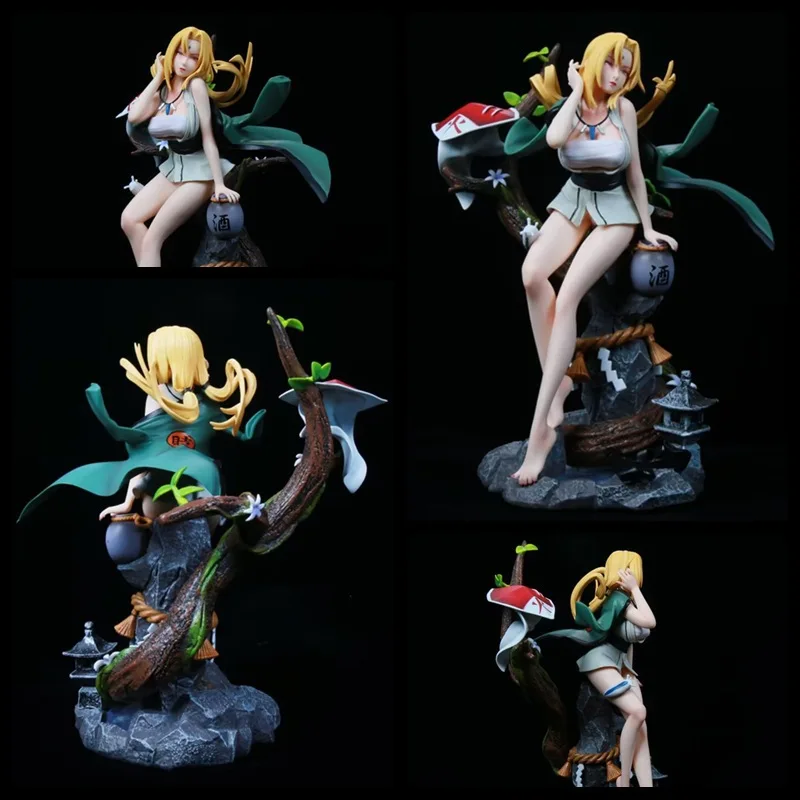 

Naruto Tsunade Sitting Ver with Sake Jar Cute Anime Figure with Color Box Collectible Model Toy for Fans Gift