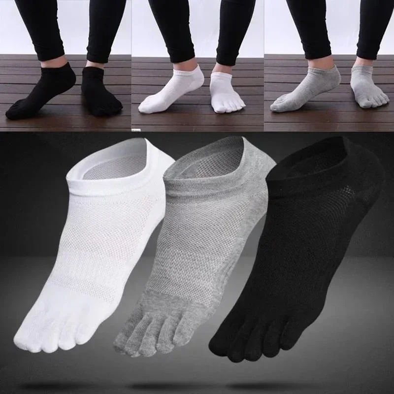 Men\'s Summer Short Socks Cotton Five-finger Socks Low-top Spring and Summer Ultra-thin Mesh Toe Short Tube Fashion Accessories