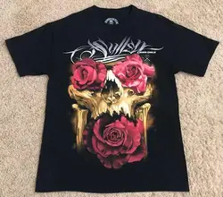 Sullen Art Collective Damon Conklin Roses Skull Men's Black T-Shirt Size Large