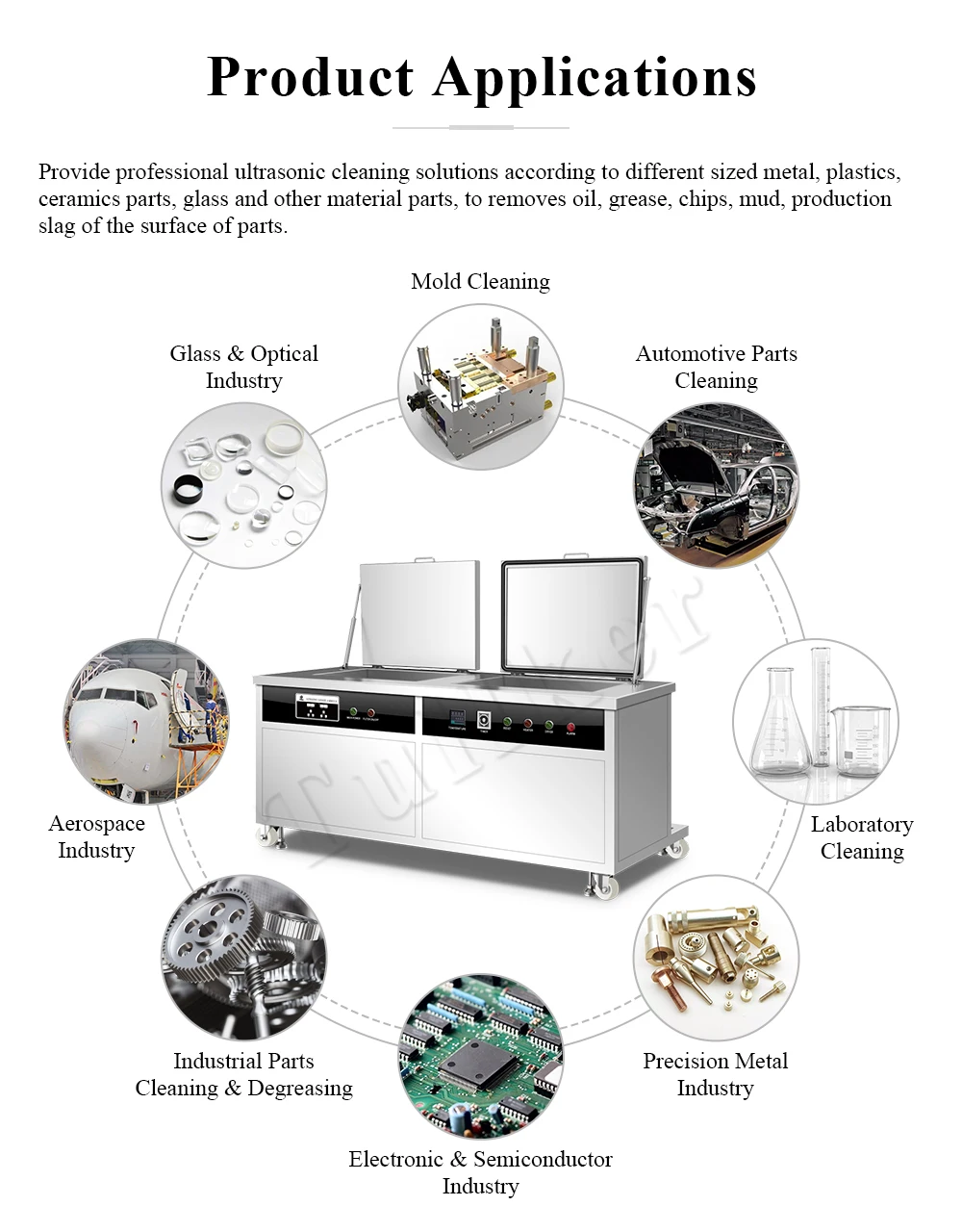 264 L قنية الصناعية Bac بالموجات فوق الصوتية الأنظف خزان المياه بالوعة مضخة الترشيح المعدات مجموعة ديغا تردد الاجتياح