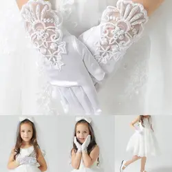 Guanti abito da sposa per bambini accessori per gonna principessa guanti da palcoscenico guanti da sposa guanti con dita intere guanti da principessa