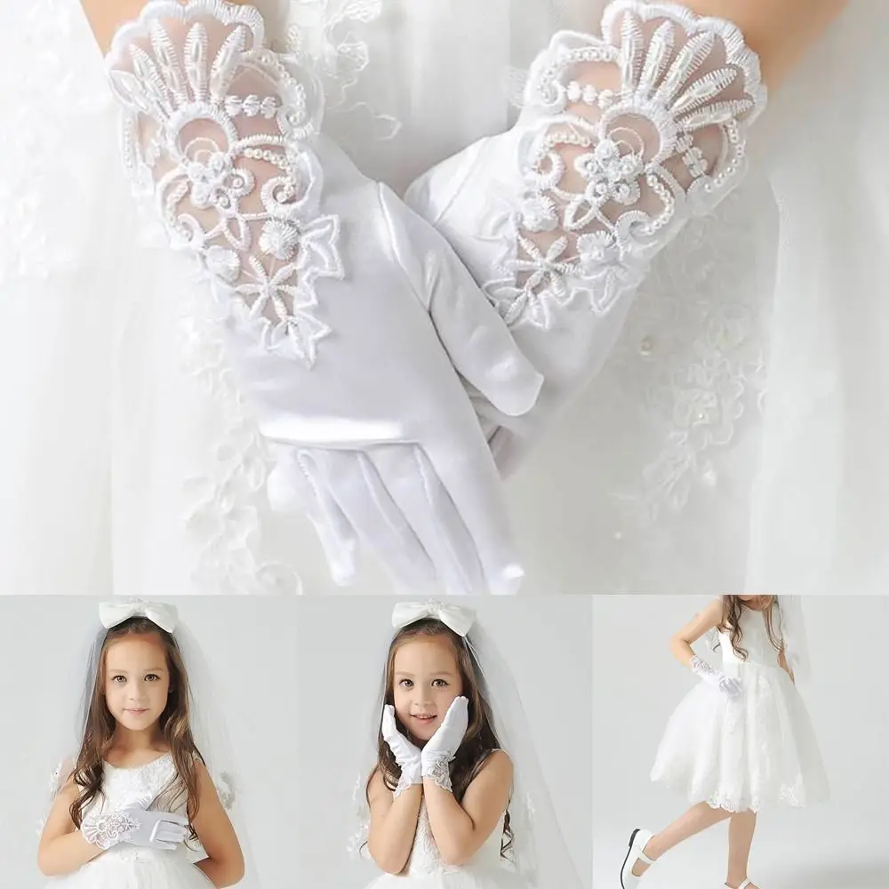 Gloves Children's Wedding Dress Princess Skirt Accessories Stage Gloves Wedding Gloves Full Finger Mittens Princess Gloves