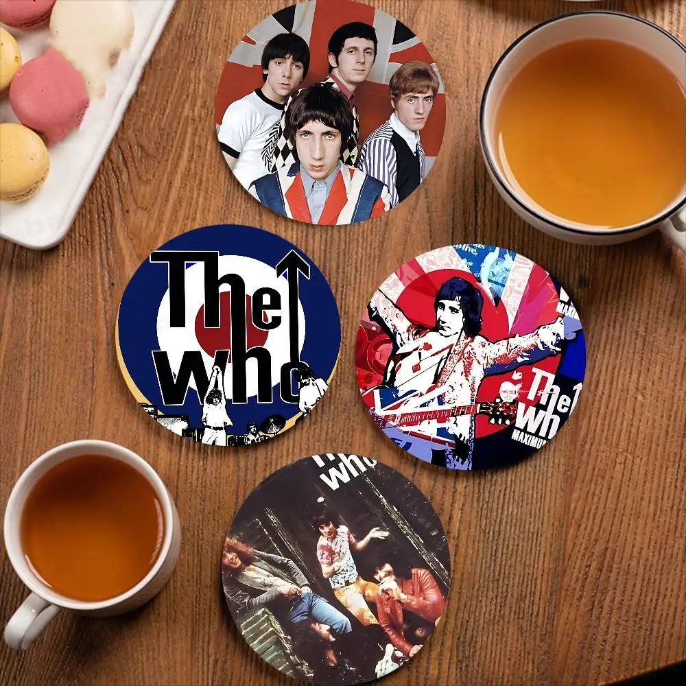 Rock Band The Who Themed Wooden Coaster Non-Slip Heat-Resistant Fun Dining Table Decoration Cafe Restaurant Gifts