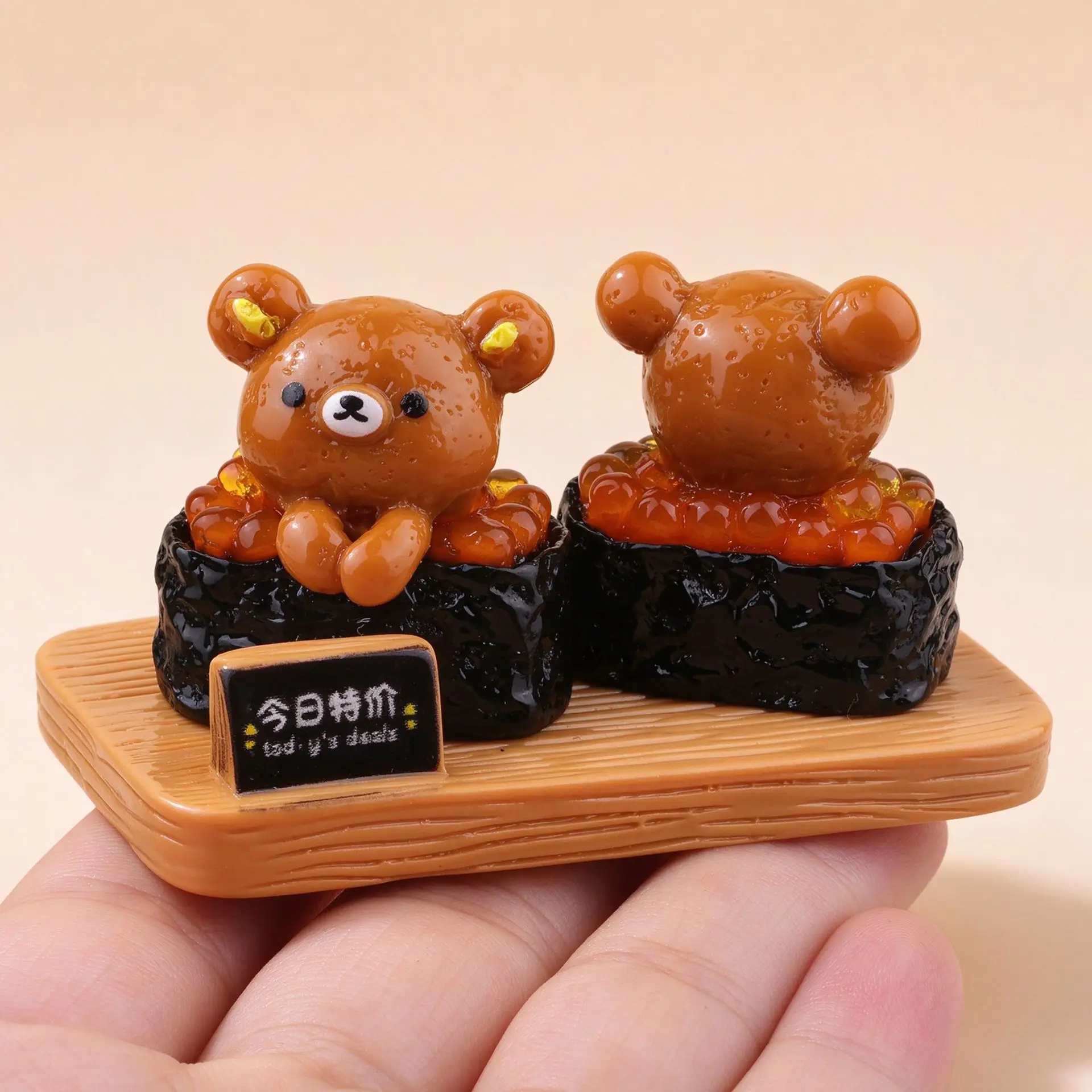 2pcs Mini Bear Fish Roe Sushi Charms Cute Miniature Food Sushi Models DIY Decoden Craft Accessories Desktop Decorations