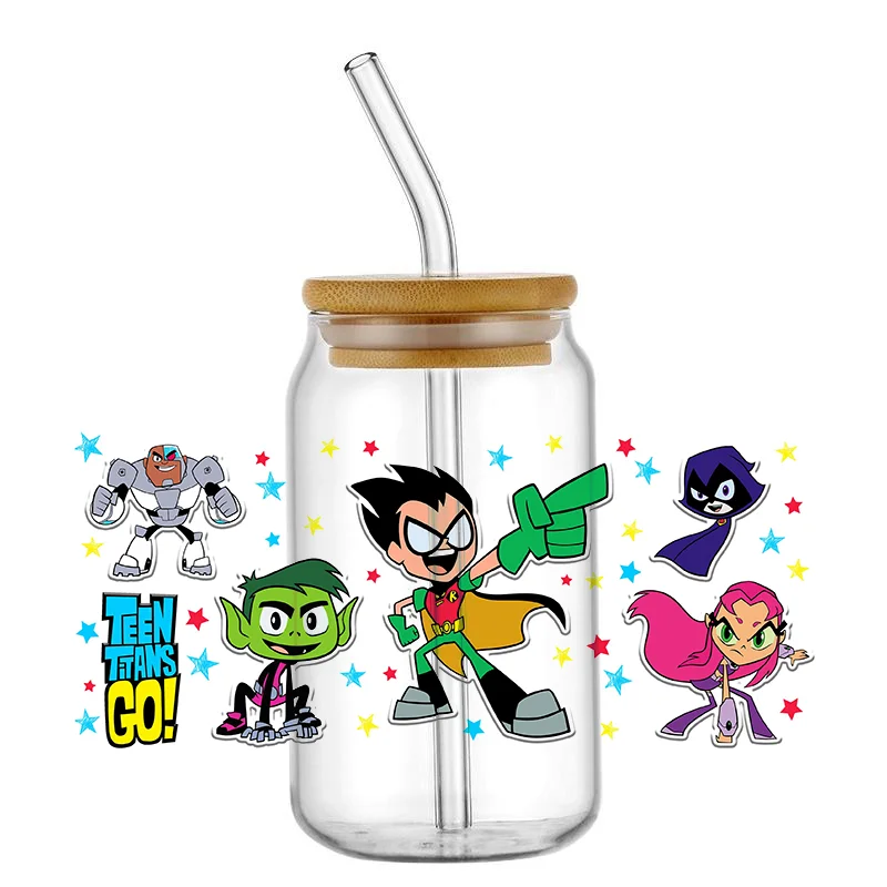 Miniso Cartoon Hero 16OZ UV DTF Cup Wrap Transfers Stickers Custom Labels DIY Waterproof hot selling Logo For Libbey Glass Can