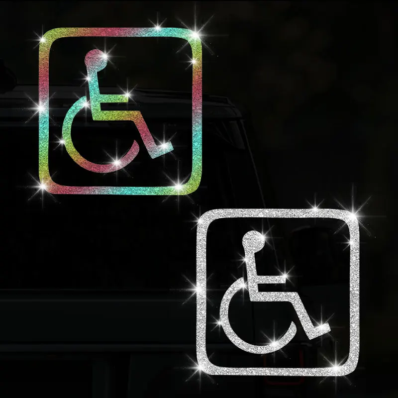 Disabled People Logo Glitter Car Sticker Waterproof DIY Vinyl Decal for Auto Window Trunk Motorcycle Boat Decoration