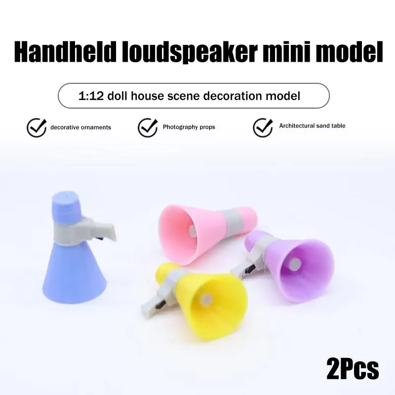 2 قطعة 1/12 دمية مصغرة يده مكبر الصوت نموذج الأثاث اكسسوارات ل بيت الدمية ديكور الاطفال التظاهر اللعب اللعب هدية #1