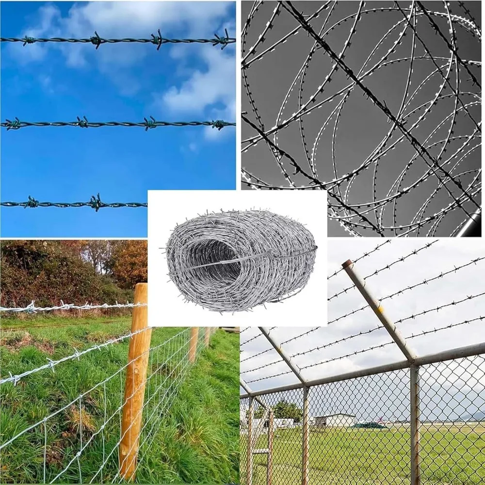 سلك شائك متين لسياج الماشية، أمان للحديقة عالي القوة، مناسب لحاويات الحيوانات، وحماية الفناء، والزواج #6