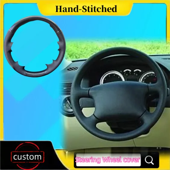 

Genuine Carbon Fiber Leather Hand-stitched Steering Wheel Cover For Volkswagen Passat B5 Golf 4 Skoda Octavia 1999-2005
