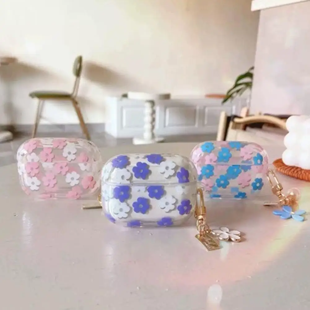 Для airpods 1 и 2 airpods 3 airpods pro2 антижелтий гибкий защитный чехол из ТПУ точная подходит для красоты с 3D цветочным узором