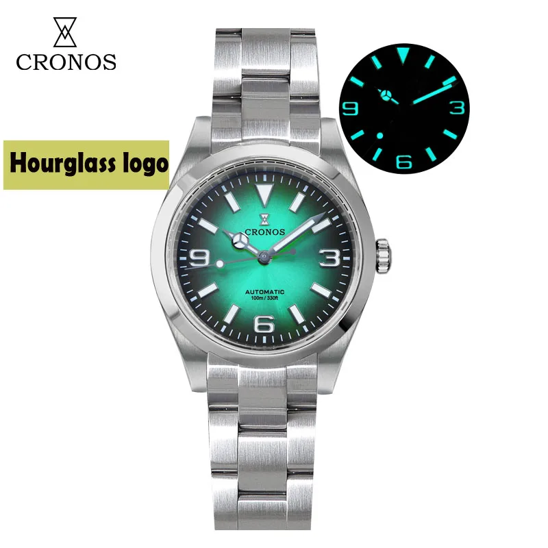 

CRONOS Men Diver Watch 36mm Automatic Mechanical Wristwatch BGW-9 Luminous 100M Waterproof PT5000 Gradient Sunray Dial