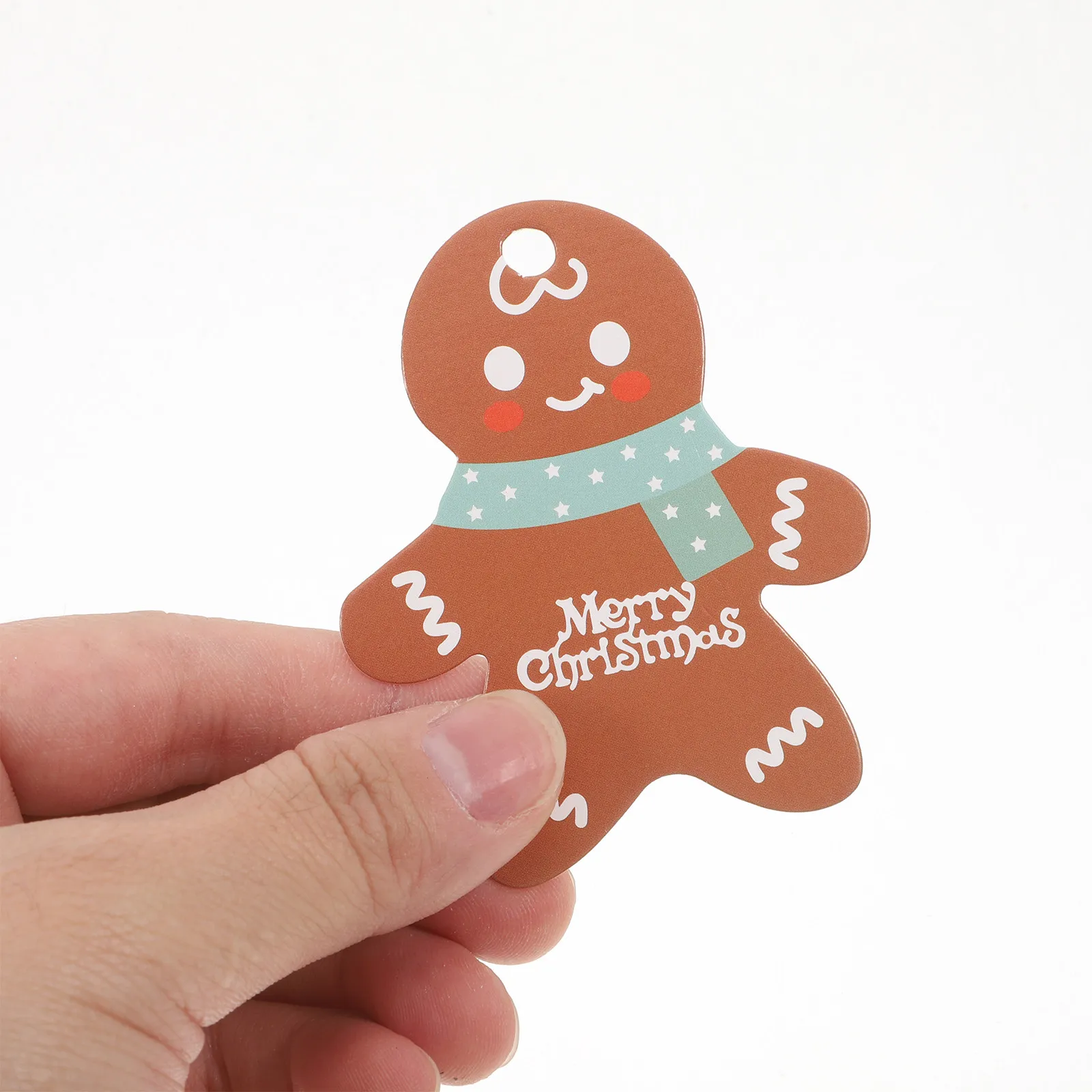 50Pcs Gingerbread Man Christmas Hanging Tags White Kraft Paper Gift Tags for Wall Window Door Xmas Decor Christmas Hanging Tag