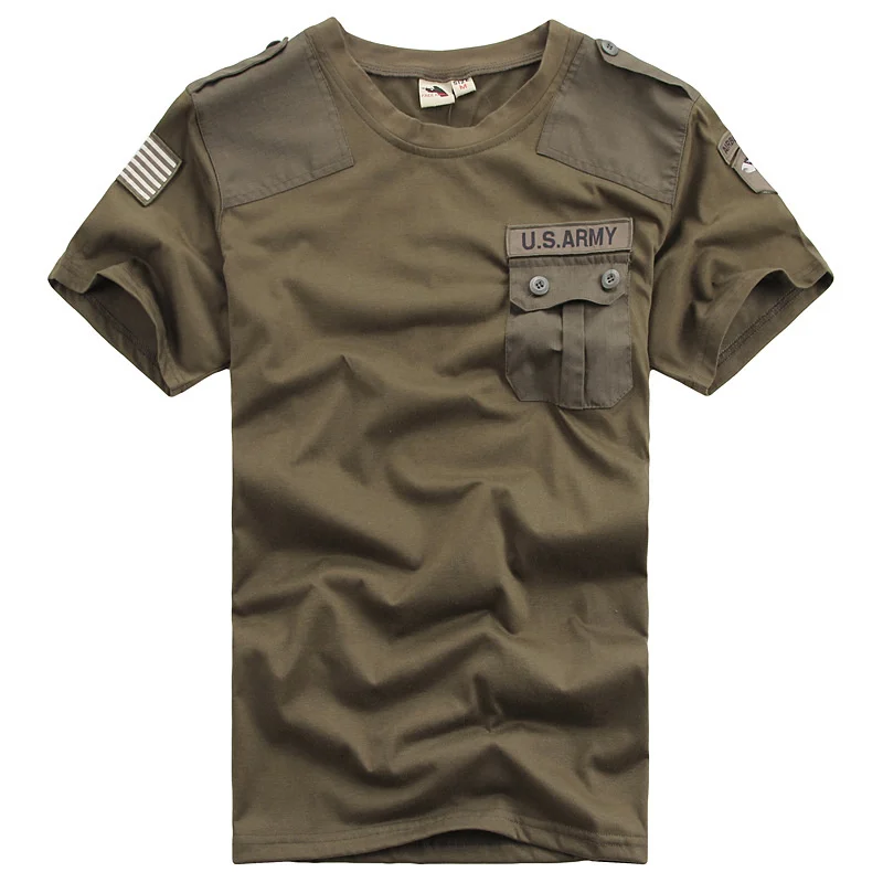 Summer Men's Cargo Camouflage Short-Sleeved Outdoor Tactical Military T-shirt Casual Loose Half-Sleeve