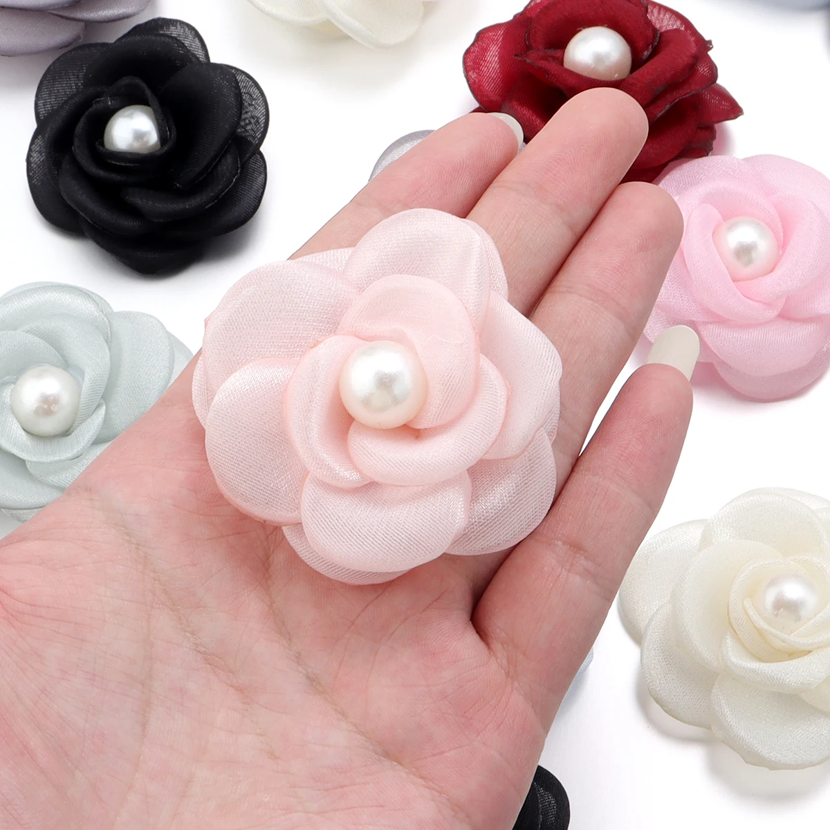 

3 шт., шифоновая ткань камелии, искусственные цветы, искусственный цветок с имитацией жемчуга, бусины, шпилька, корсаж, свадебное платье, одежда