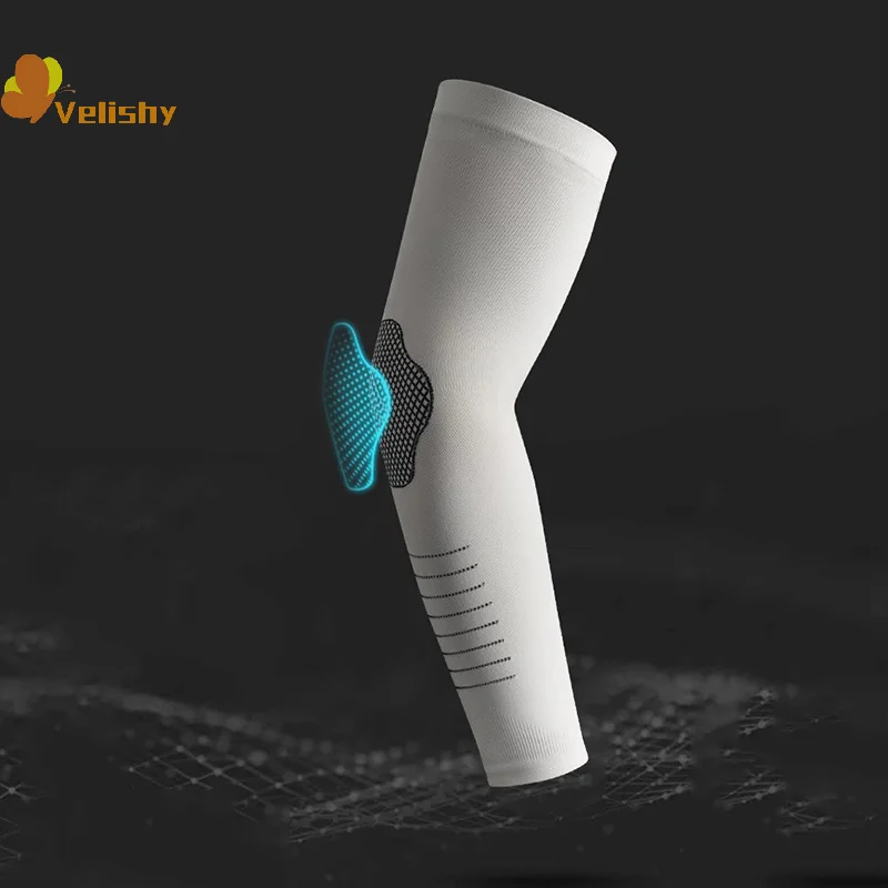 1 par de mangas de brazo UPF50 + sensación fresca transpirable seda de hielo manga de ciclismo correr pesca protector solar soporte de brazo Unisex