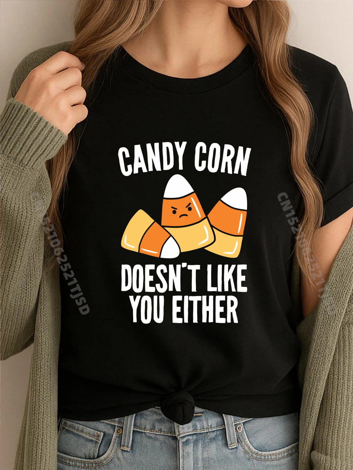 

Конфеты Кукуруза не нравится тебе Этра Забавная мужская дизайнерская одежда на Хэллоуин Осенняя женская одежда Футболка стираная группа