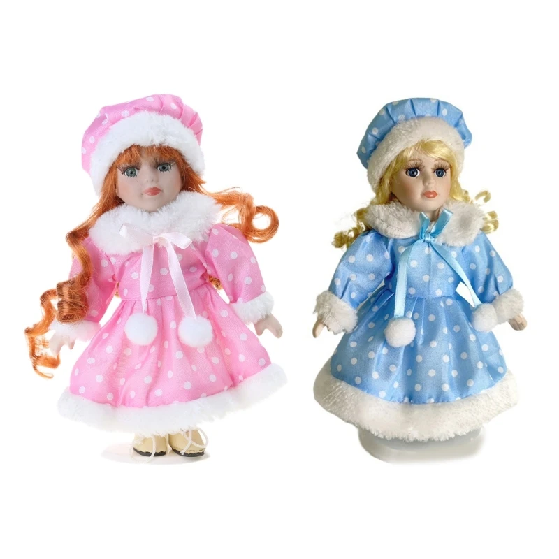 Muñeca porcelana 20cm, decoraciones juguete porcelana para niña rubia para regalo cumpleaños