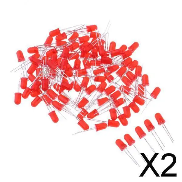 2X 100 Pieces Clear F5 5mm Red Bright LED Light Emitting Diodes for DIY