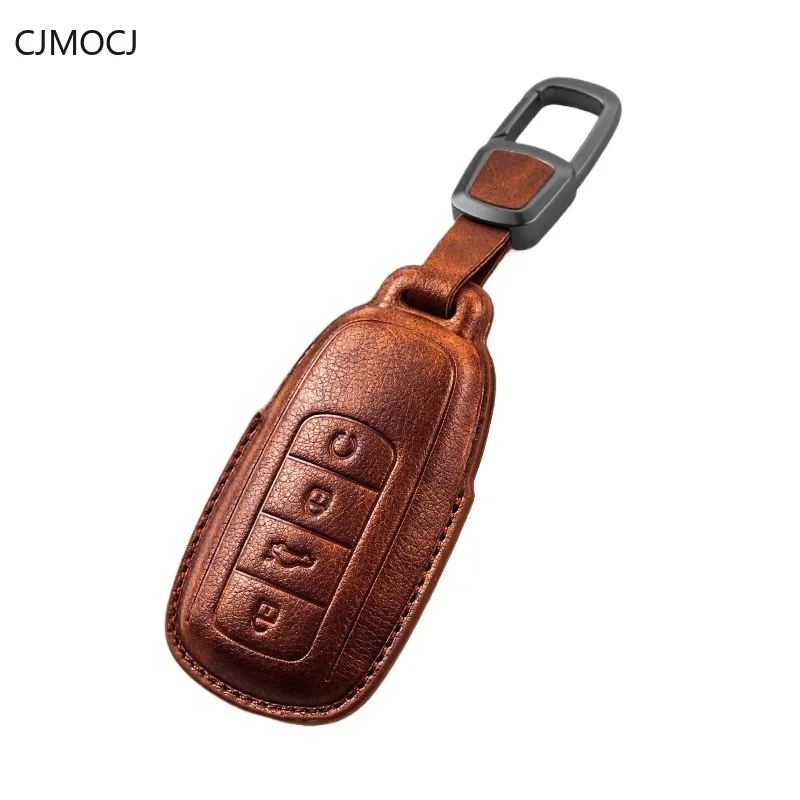 For Chery Tiggo 8 Pro Plus 7 Plus Key Case Cover Bag, Genuine Leather Protective Car Key Fob Shell, Keychain Chery Accessories