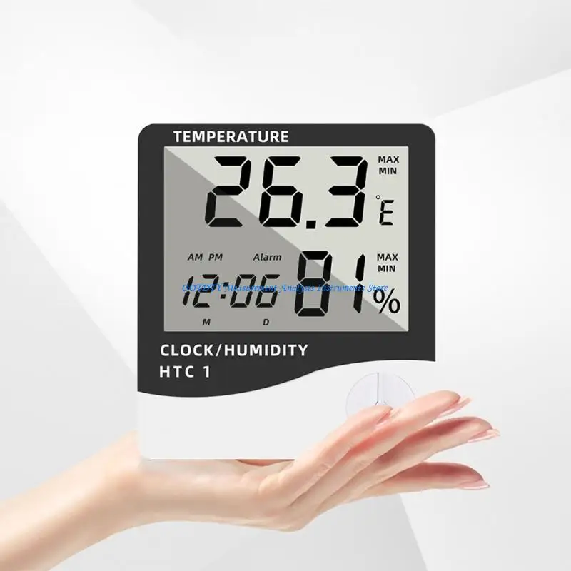 367D Thermometer Hygrometer with Large LED Display Wall-Mounted Desktop Digital Meter