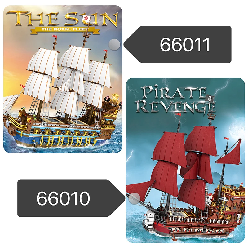 

66010 Building Blocks Pirate Revenge and The Sun Royal Fleet Model Ship Sailboat Bricks Caribbean Movie Creative Toy Gift