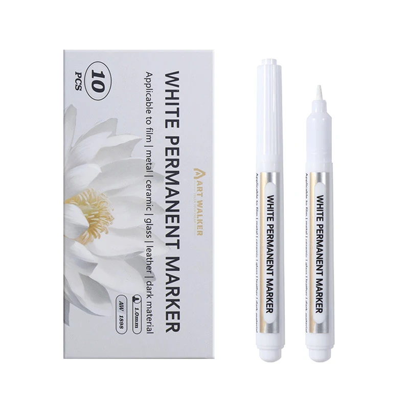 Маркеры для рисования, белые водостойкие, 1,0 мм