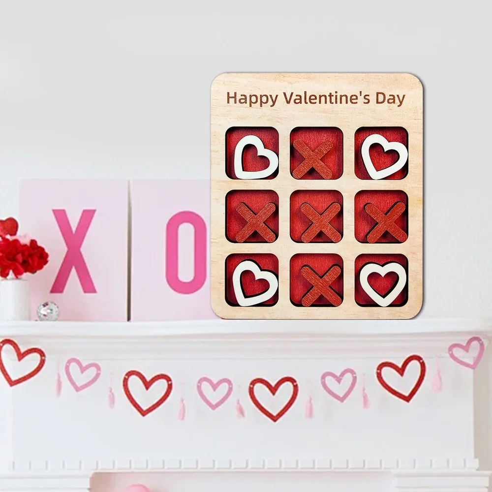 Pädagogisches romantisches Valentinstag-Brettspiel, Mini-Liebesschach aus Holz, Liebesstrategie aus Holz, pädagogisch, interaktiv