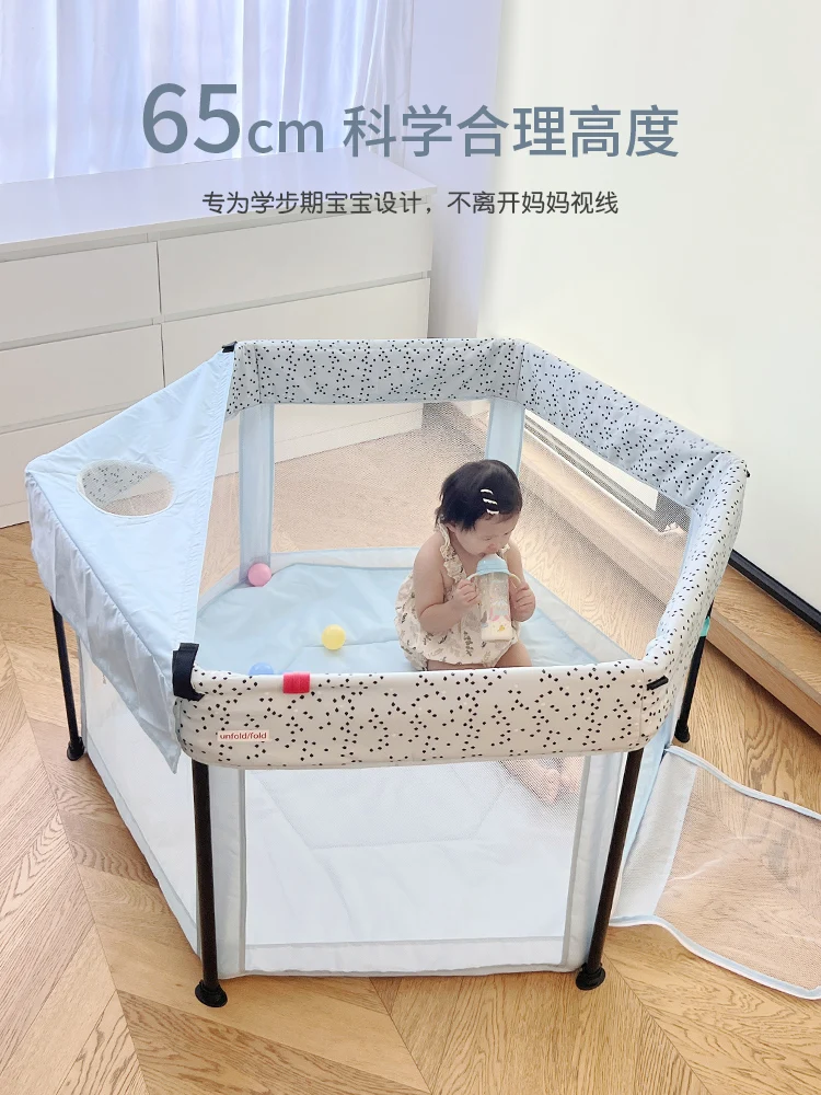 EG326 Foldable Baby Playpen with Safety Fence, Living Room Crawling Mat, Indoor Toddler Play Yard Portable Baby Barrier for Home