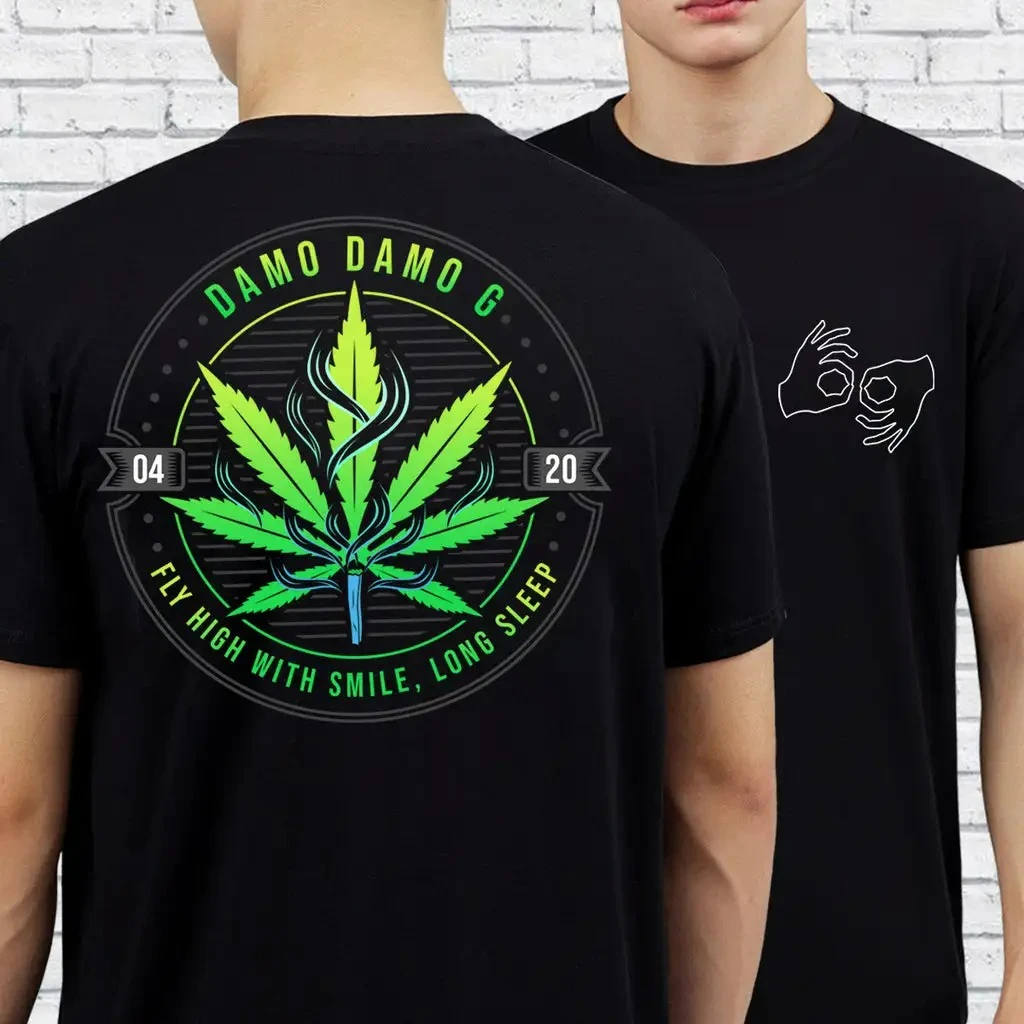 

DAMO DAMO G Weed Cannabis Marijuana Pot T-Shirt 100% Cotton O-Neck Summer Short Sleeve Casual Mens T-shirt Size S-3XL