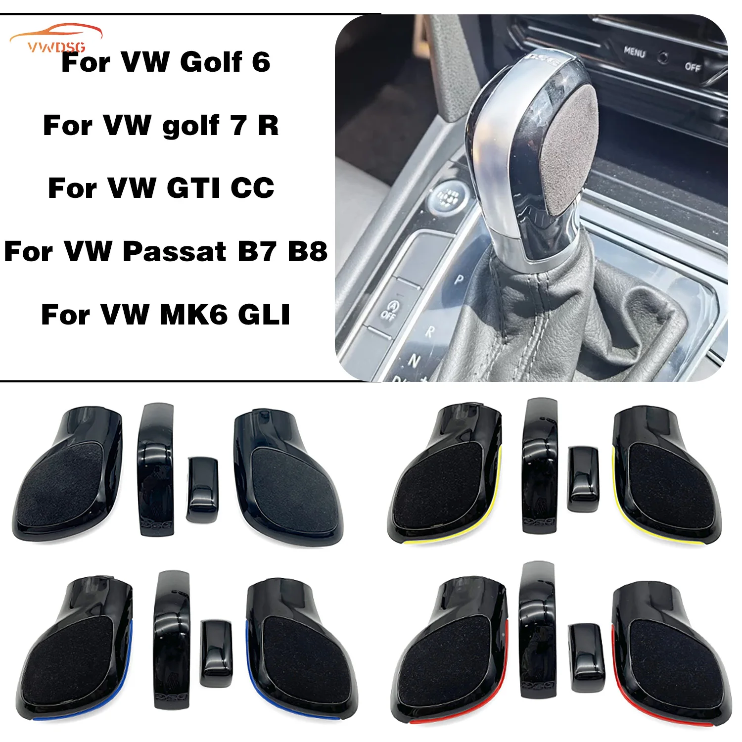 Automotive Lnterior Product DSG Shift Handball Protective Cover Painted Black Suede For VW Golf 6 Golf 7 R GTI Passat B7 B8 CC R