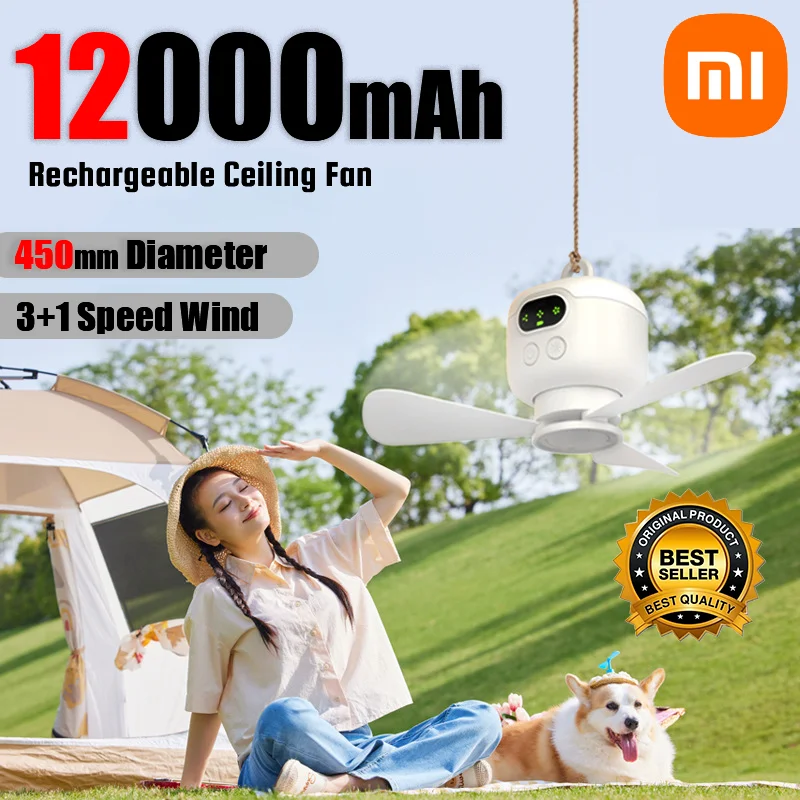 

Портативные потолочные вентиляторы Xiaomi 12000 мАч, уличная палатка для кемпинга, циркулятор воздуха, охладитель, перезаряжаемый пульт дистанционного управления, светодиодный светильник