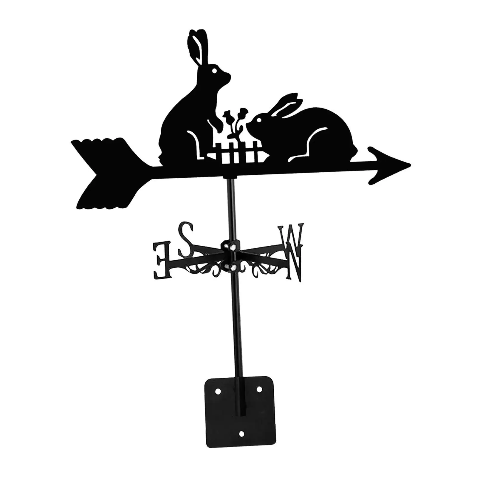 Rabbit Weathervane Gift Crafts Roof Mount Roof Decor Bunny Ornament Animal Weather Vane for Cottage Courtyard Fence Lawn Outside