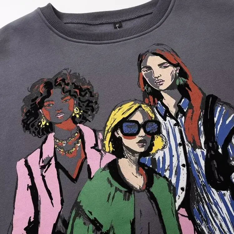 JNLEAOG Herfst Nieuwe Faionable Street Sle Long Sve ronde Ne meisjes bedrukt sweatshirt polyestervezel damestrui