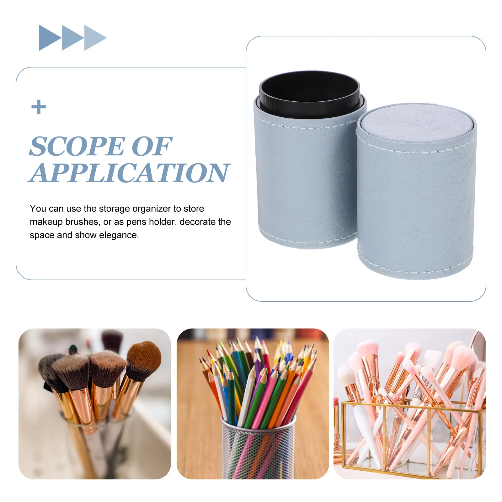 Organizador de Pincéis de Maquiagem de Grande Capacidade em PU, Suporte para Canetas de Mesa, Porta-Maquiagem, Recipiente de Armazenamento para Artesanato