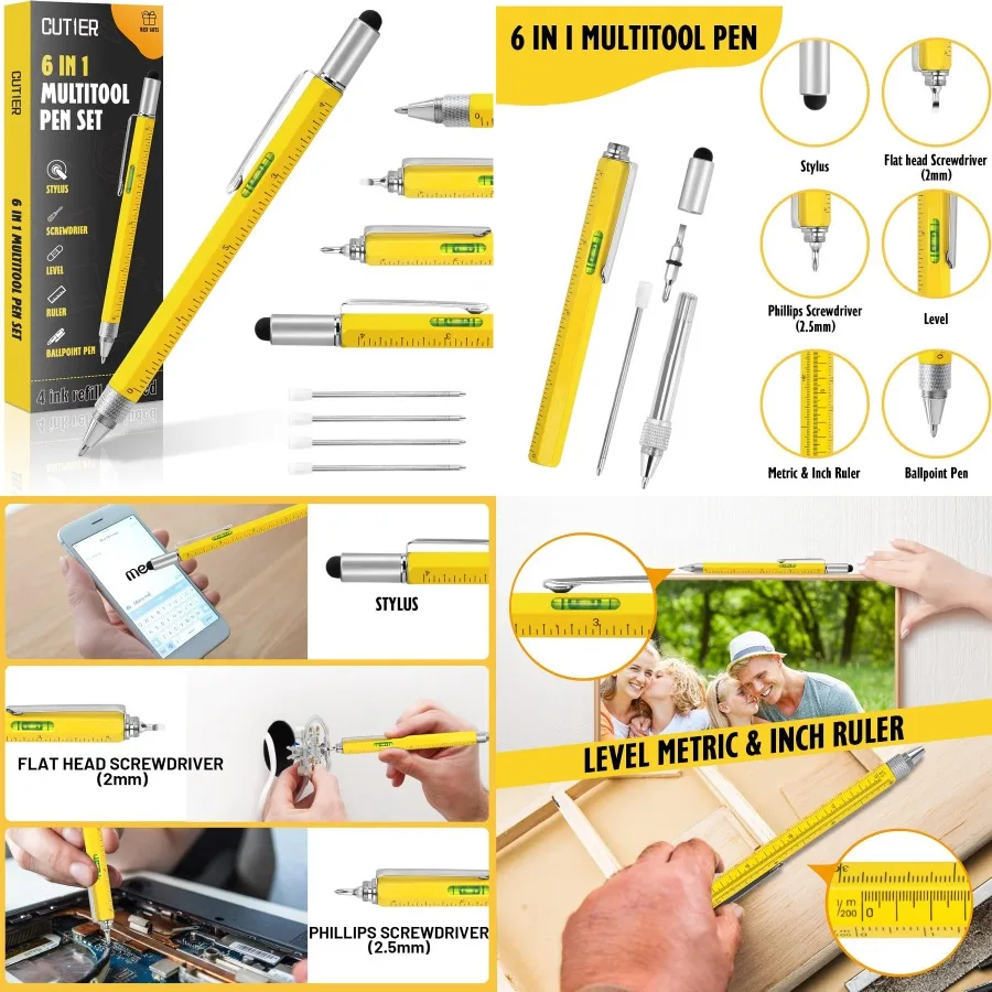 

Мультиинструмент 6-в-1 Гаджеты технической ручки для мужчин с персонализированным сенсорным управлением Практичный и забавный подарок для папы или него Идеально подходит для Рождества Fa