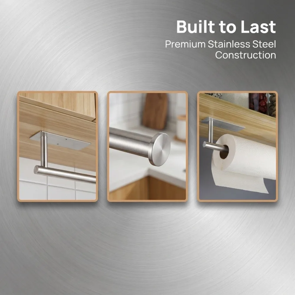 

Durable Stainless Steel Paper Towel Holder Sturdy Waterproof Paper Holder Easy Install Silver Black Roll Dispenser Space Saving