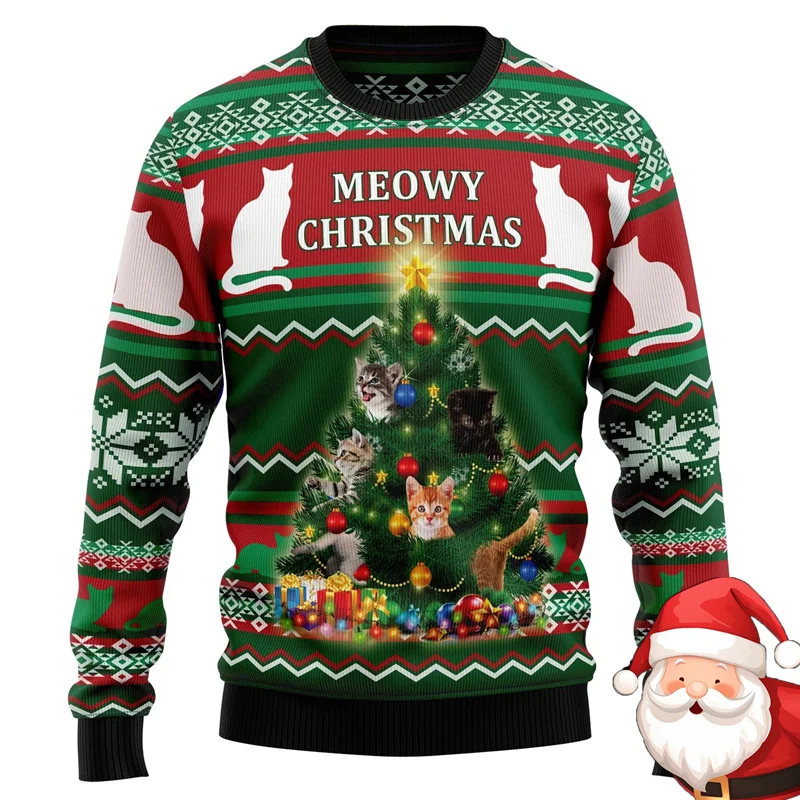 شجرة عيد الميلاد تصميم هوديس للرجل سترة عيد الميلاد للنساء الرجال شخصية فريدة من نوعها جولة الرقبة البلوز الرجال y2k الملابس #5