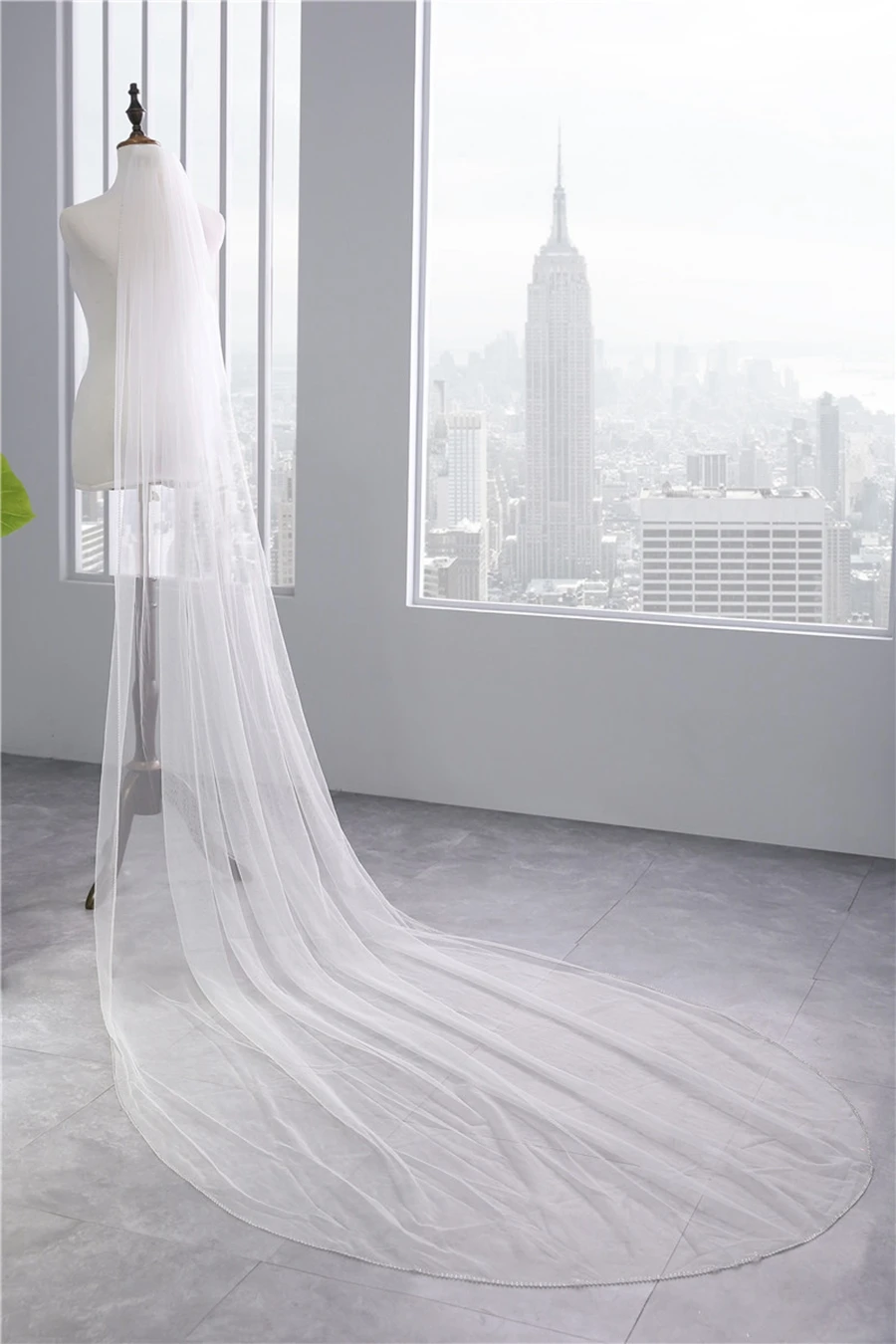 New Arrival White Ivory Beading Wedding veil for bride wedding accessories Cathedral Bridal Veils vestido de noiva Bride mariage