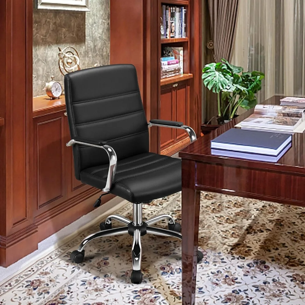 

Office Chair Seat Height Adjustable Swivel PU Leather Executive Chair,Light Gray